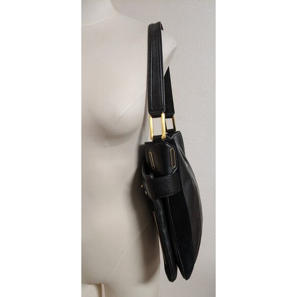 Jill Stuart Black Pebbled Leather & Suede Shoulder Handbag/Purse GORGEOUS! - Picture 4 of 16